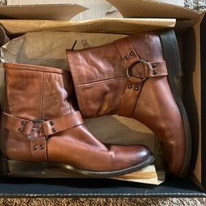 Frye Brown Leather Short Harness Boot